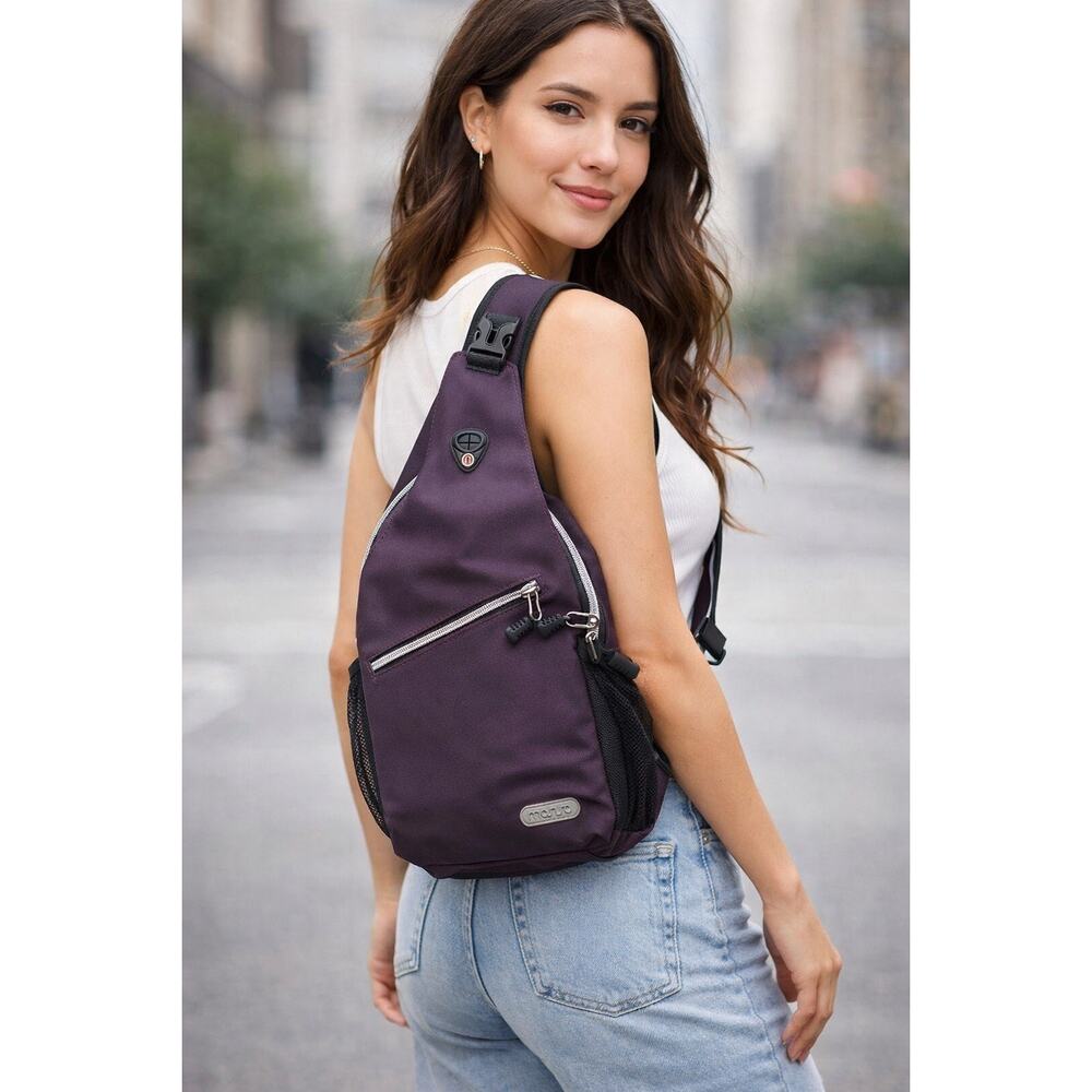 Mosiso Anti-Theft Backpack Crossbody Plum Travel Daypack Unisex Water Resistant